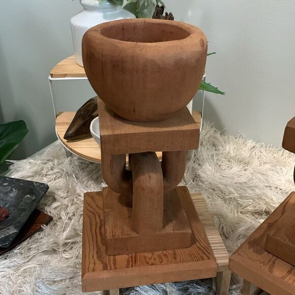 Bundle Of 2 Handcrafted Unique Raw Wooden Accent Decor Pieces - Picture 13 of 17